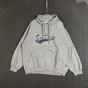 San Diego 21 Pro USA Sportswear‎ Gray Hoodie Drawstring Pullover Sweater Men's L